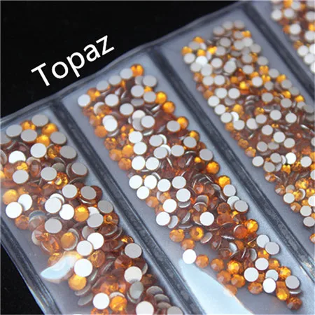 Topaz Micui 1440 шт, SS3-SS10, Микс, 6 размеров, AB кристаллы, стеклянные стразы, блестящий кристалл, не исправление, стразы для украшения ногтей MC992 - Цвет: Topaz