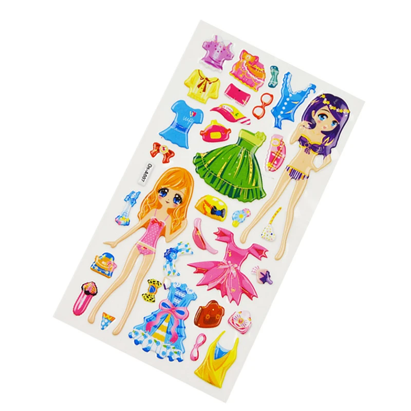 2016 Stereo Cartoon Change One's Clothes Children Bubble Kindergarten Reward Fruit letter Stickers Adhesive Paper 1PCS CTZ07 | Игрушки и