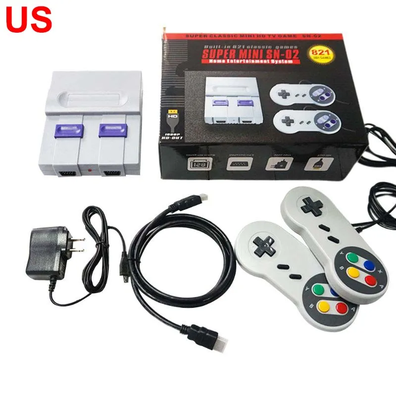 Серый Супер мини HDMI SNES SFC NES Ретро Классическая видео игровая консоль ТВ игровой плеер встроенные 821 игр с двумя геймпадами - Цвет: Серый