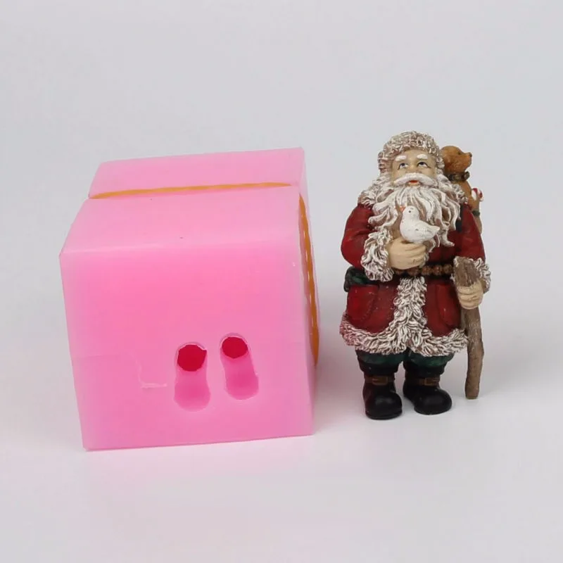 DIY 3d Санта Рождественский человек пищевой для ручной работы силиконовая Мыло Свеча для украшения торта плесень