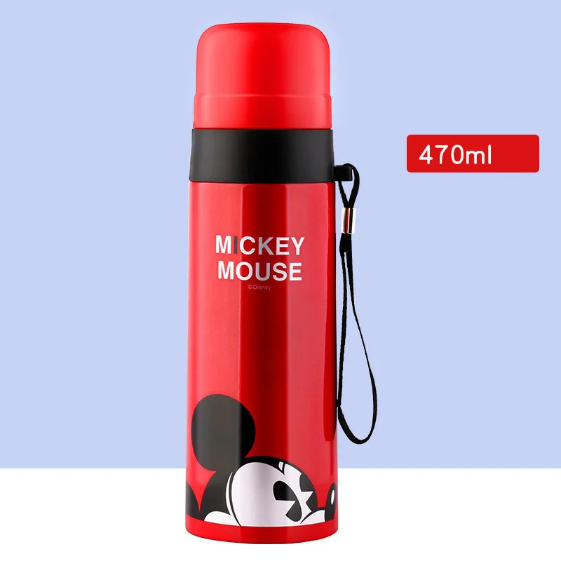 Red Mickey 6129 Дисней мультфильм термос чашки детей 304 нержавеющая сталь питьевой чашки Простые Модные студентов с веревкой прямой напиток чашки - Цвет: Red Mickey 6129
