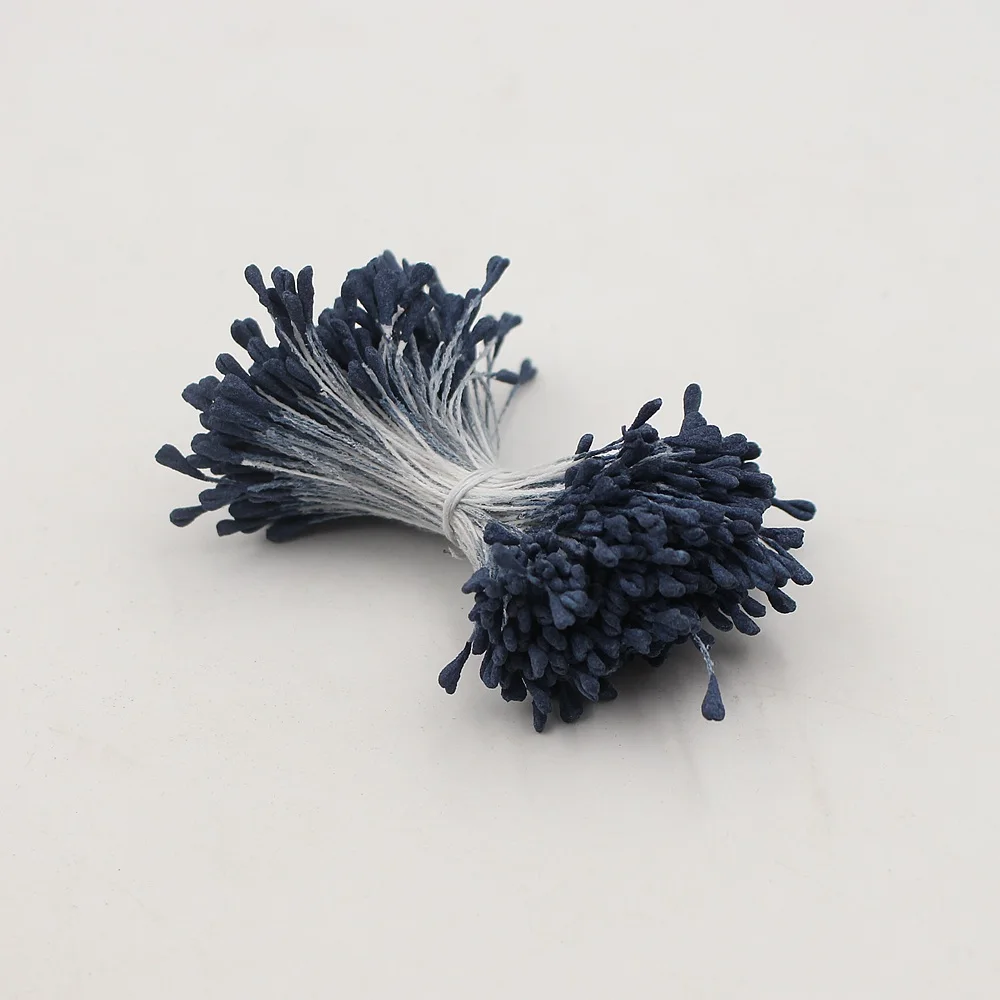 Navy blue 360 шт Искусственные цветы матовые двухголовые мини тычинки торты Украшенные Цветы DIY венки Рождественские аксессуары для скрапбукинга - Цвет: Navy blue