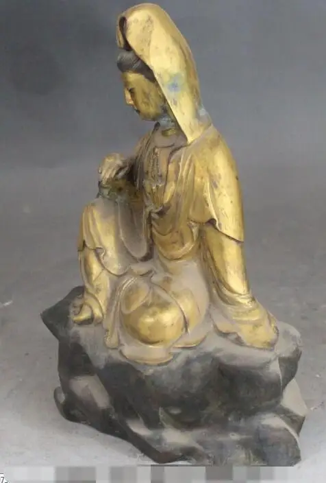 S2573 Tibet Purple Bronze Gold Bodhisattva Kwan-yin Goddess Buddha Statue | Дом и сад