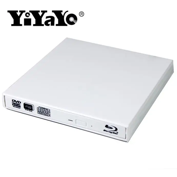 Белый YiYaYo Привод Blu-Ray USB 2,0 DVD RW горелка Писатель BD rom привод Blu Ray CD rom плеер для ноутбука Настольный компьютер окно 10 iMAC - Цвет: Белый