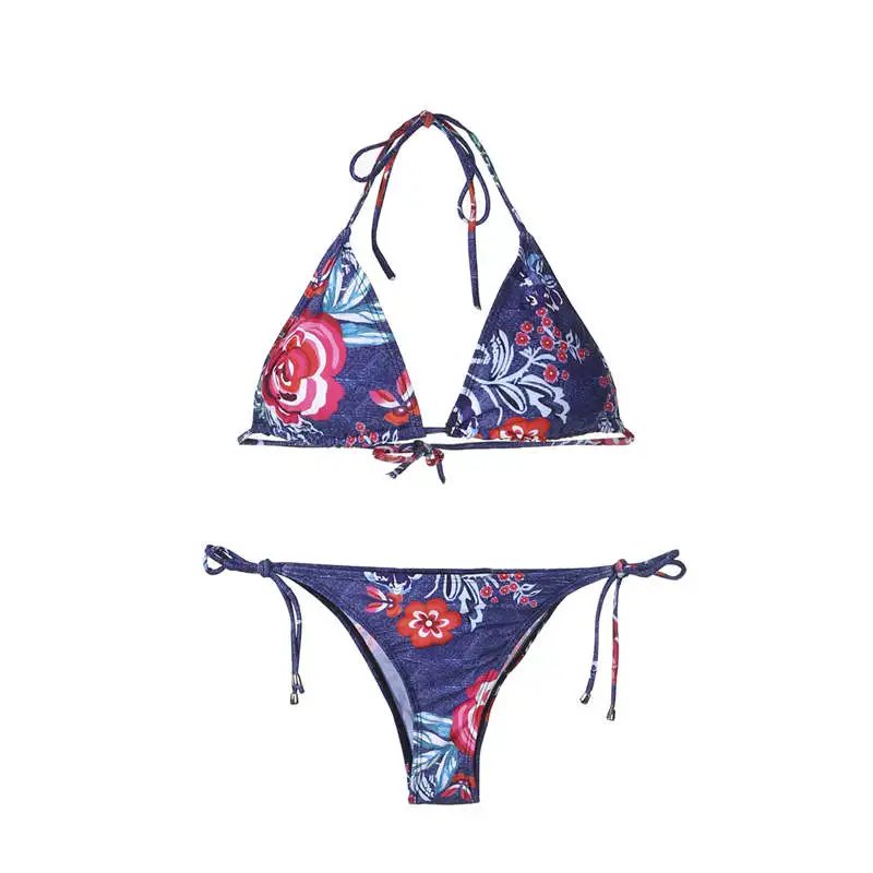 2018 бикини женский сексуальный купальник с принтом лямкой на шее комплект |