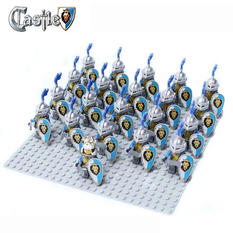 21pcs Lion B 21 шт. замок средневекового возраста Королевский Король рыцарь крестоносцы Рыцари доспехи Римский Воин Строительный блок мини-фигурка общего телохранника - Цвет: 21pcs Lion B