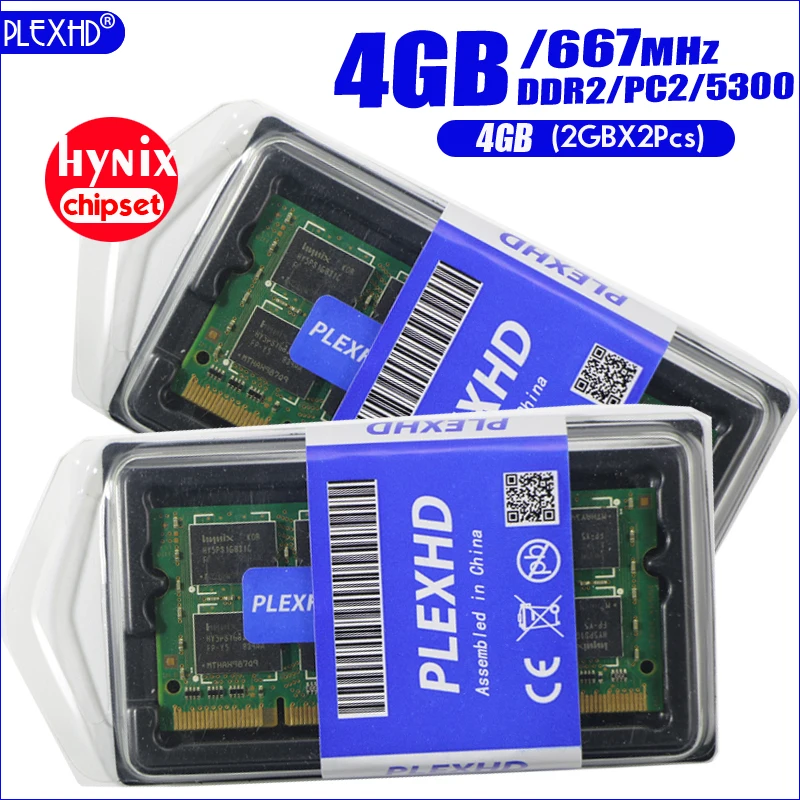 PLEXHD 4G 4 Гб (2GBX 2 шт) DDR2 pc2 5300 667 МГц 2RX8 память для ноутбука pc2-5300S ddr2 200pin оперативная