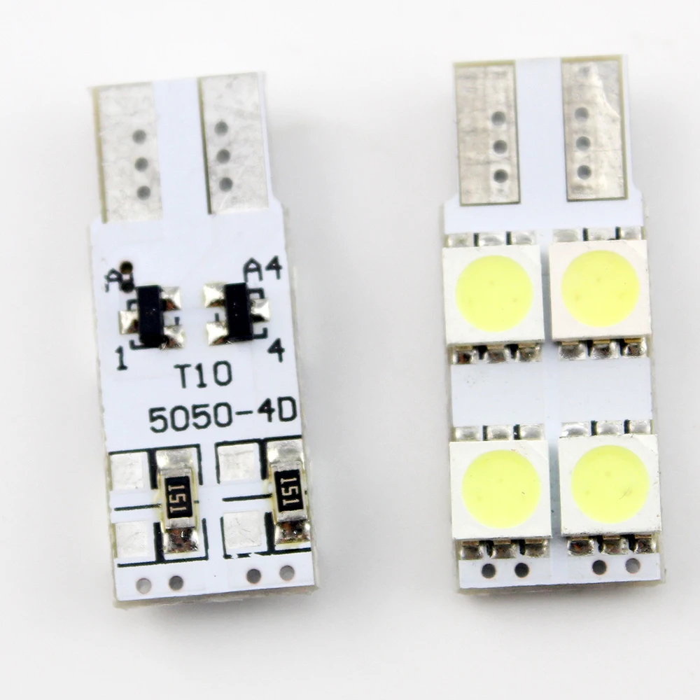 500 шт./лот T10 5050 4 SMD LED Canbus без ошибок неполярность чтения купольные лампы авто