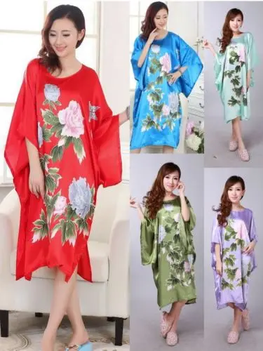 Женское ночное белье халат летучая мышь длинная Пижама Ночное платье для сна