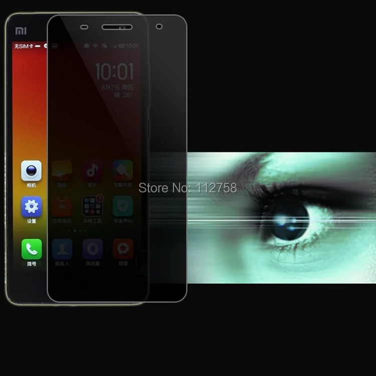 

200x New Protect Privacy Anti-spy Anti-peep Tempered Glass Screen Protector for Xiaomi Mi4 Mi 4 prevent peeping Film m4