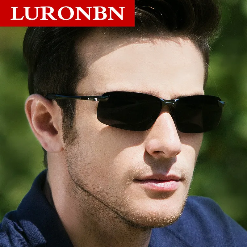 Мужские солнцезащитные очки для вождения прямоугольной формы с поляризацией