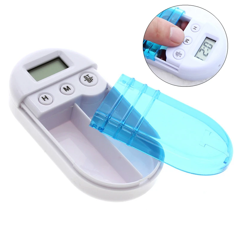 Portable Electronic Medication Reminder Timer Timed Alarm Kit Travel Medicine Tablet Pills Box Timed Medication Clock Box