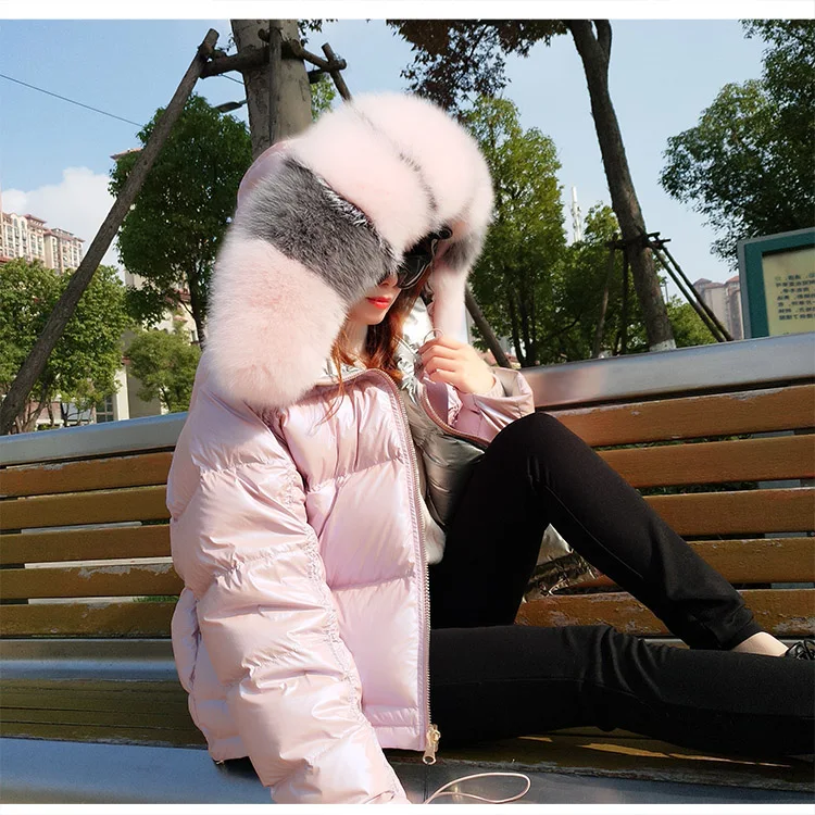 Зимняя женская куртка на 90% белом утином пуху новая мода 2018 пуховики большая