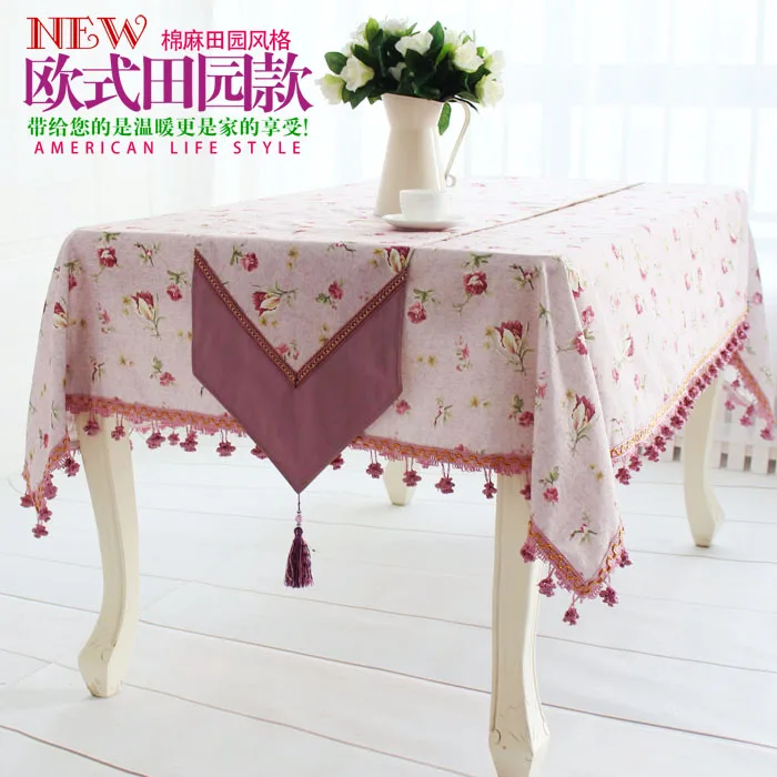 Purple European and American countryside style high-grade cotton cloth gift table Western-style food The tablecloth tab | Дом и сад