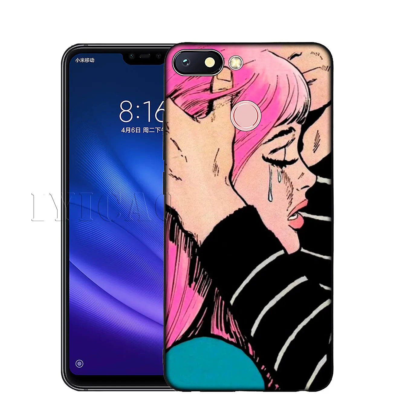 IYICAO Vintage Pop Art Crying Girl Sad Soft Phone Case for Xiaomi Mi 10 9 9T CC9 CC9E 8 SE A3 Pro A1 A2 Lite 6 pocophone f1 |