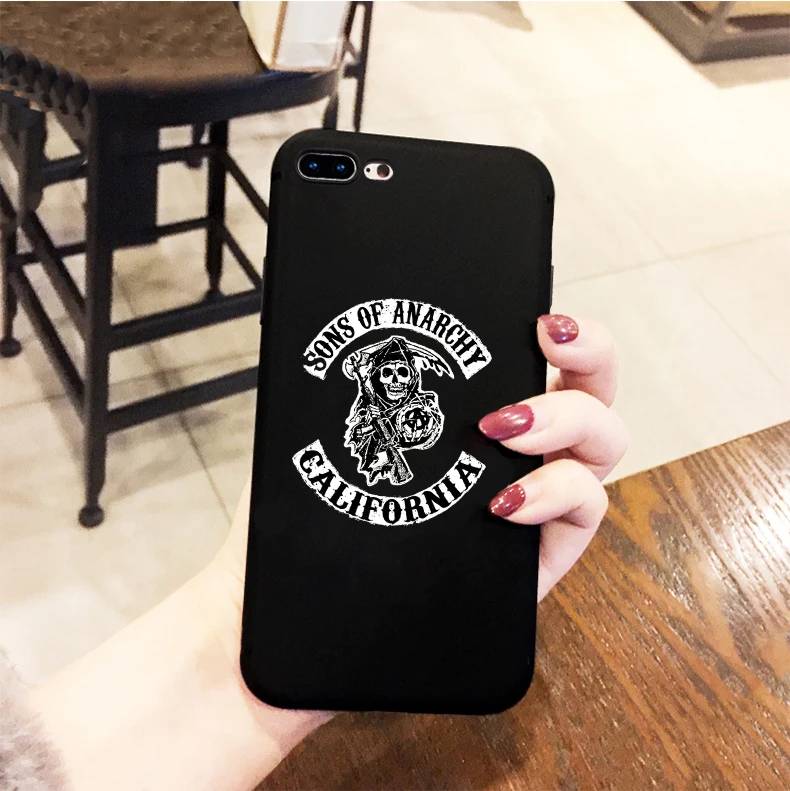 Чехол для телефона American TV Sons of Anarchy iphone 6 X XR XS MAX 7 8 Plus 11 Черный силиконовый чехол