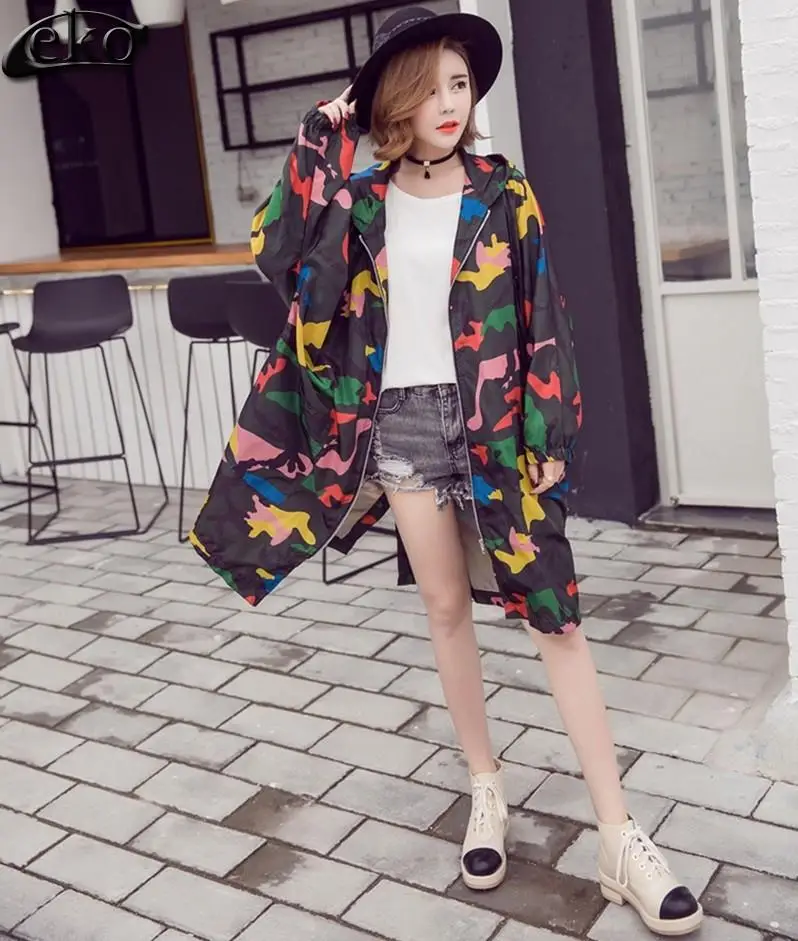 Тренчкот женский Камуфляжный с длинным рукавом карманами и принтом|print trench coat|trench