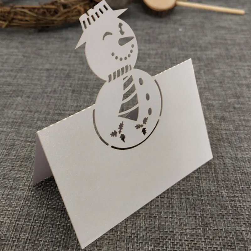 100 шт./лот Снеговик лазерная резка Свадебная вечеринка стол имя место карты