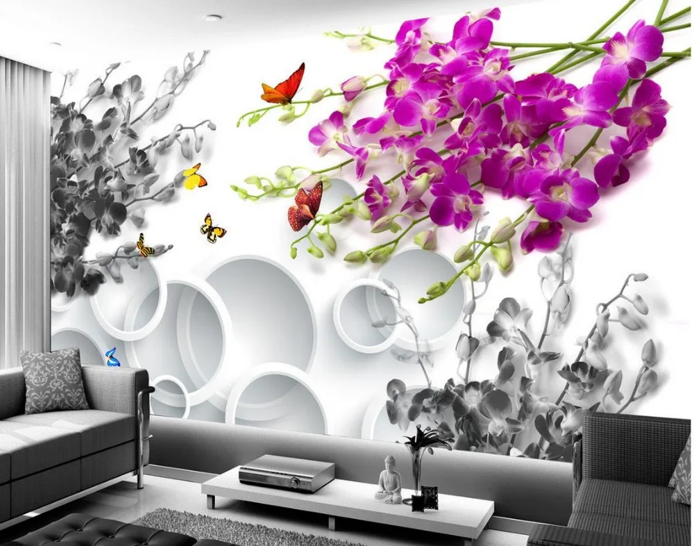 Бабочка Орхидея Мода фон 3d обои цветок стены украшение дома|3d wallpaper|fashion wallpaperwallpaper