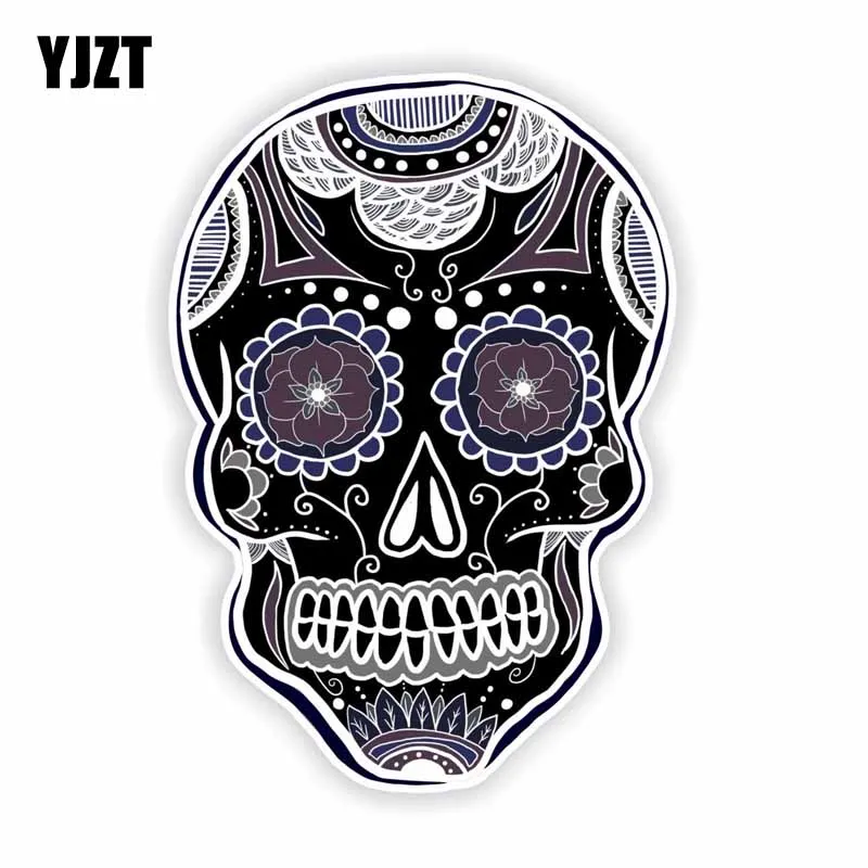 

YJZT 11.3CM*16CM Funny Sugar Skull Head Car Sticker Helmet Bike Decal Car Accessories 6-1612