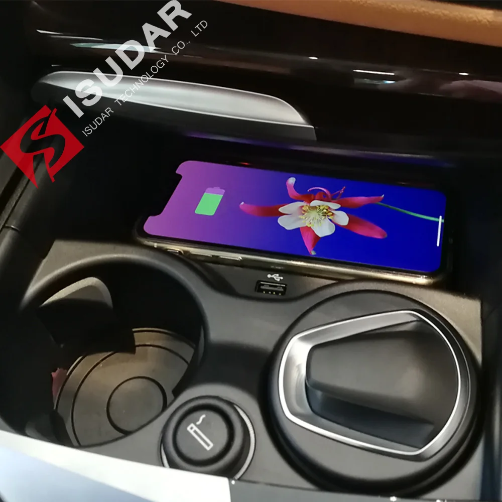 ISUDAR 10 Вт Qi автомобильное беспроводное зарядное устройство авто быстрая