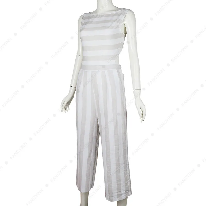 2019 летние женские комбинезоны без рукавов боди в тонкую полоску коктейльное