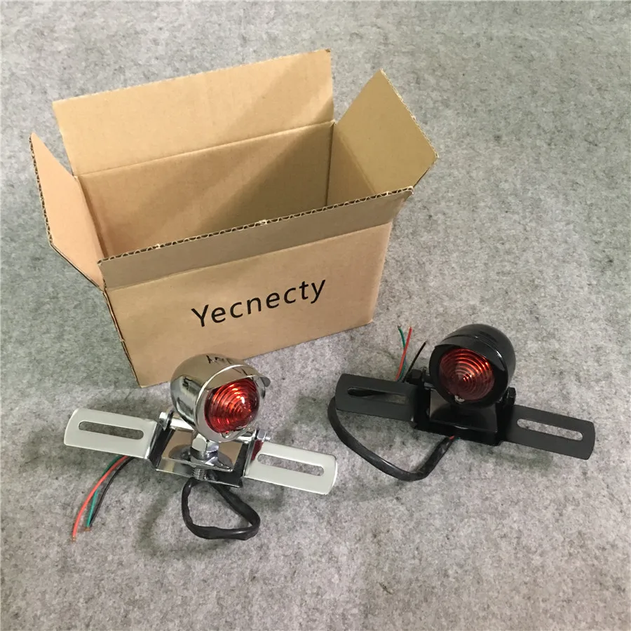 Yecnecty хром/черный Универсальный мотоциклетный тормозной задний фонарь