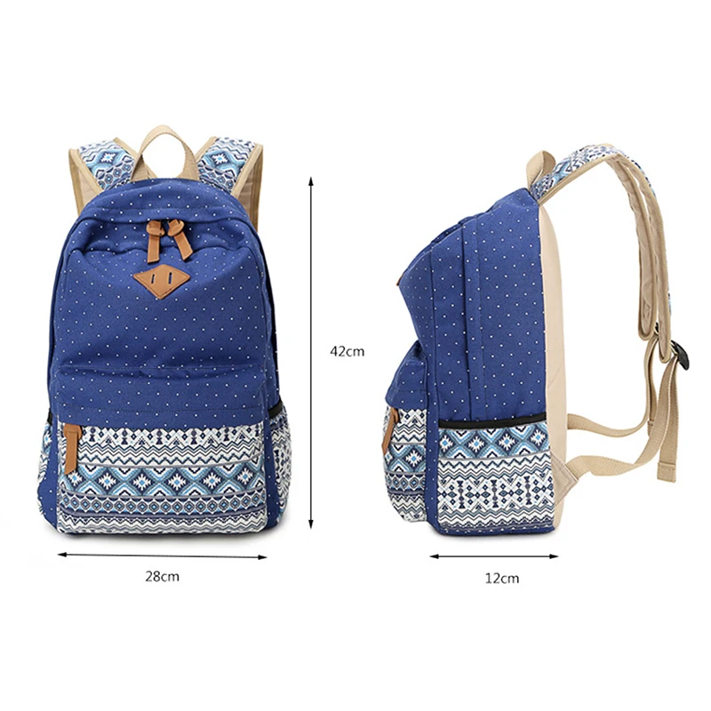 

Preppy Bagpack Female Canvas dots Printing Backpack Women Computer Back Pack Lady School Bags for Teenagers girls