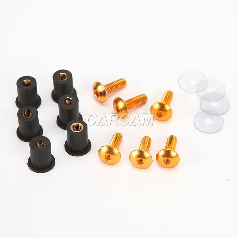 6x M5 Золотой Мотоцикл ветрового стекла болты винт для Yamaha Kawasaki Suzuki Ducati Honda Triumph KTM Can