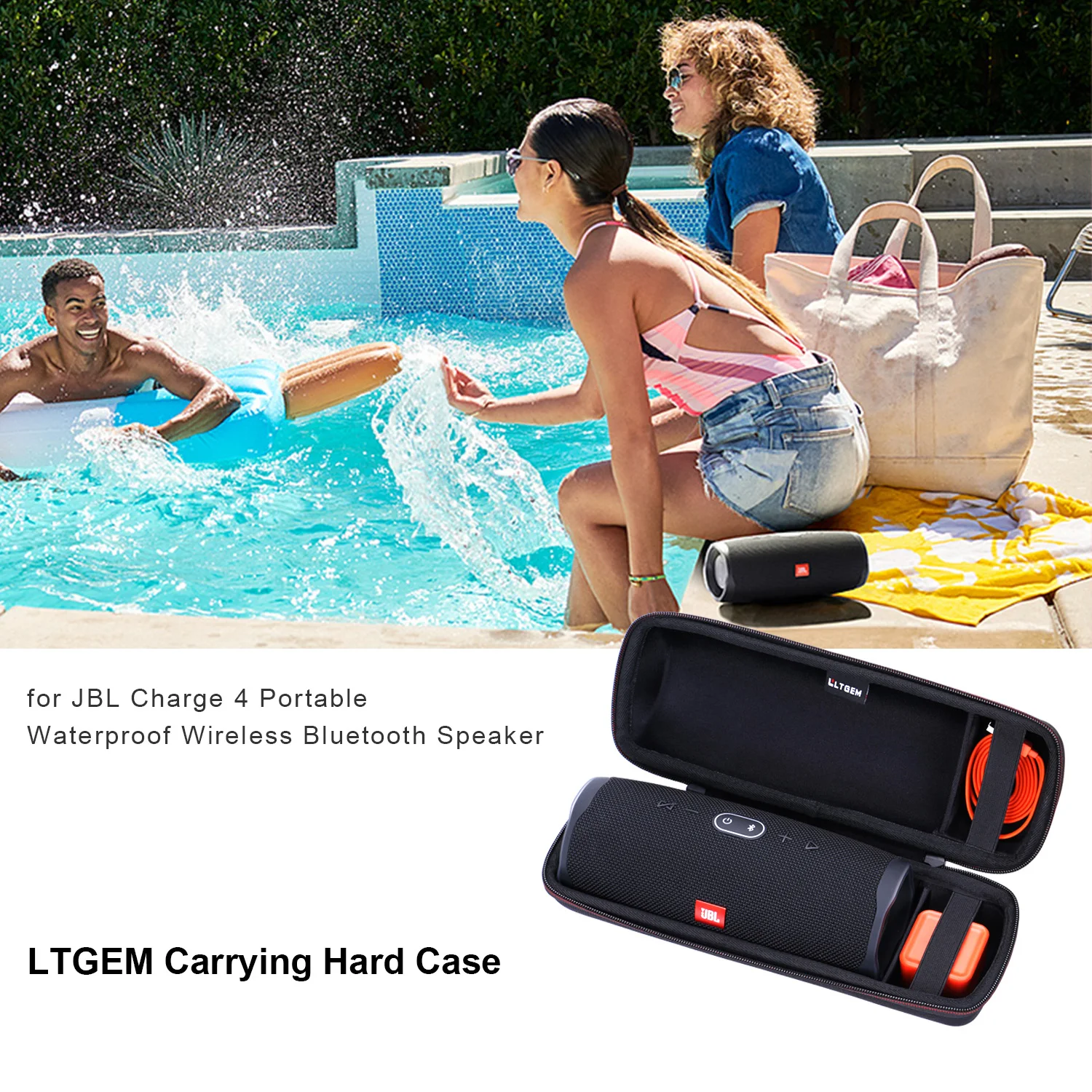 LTGEM EVA черный Переносной жесткий футляр для JBL Charge 4 Портативный беспроводной bluetooth-динамик