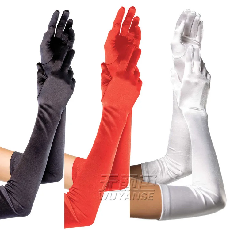 Супер качественные женские гладкие атласные шелковые удобные длинные перчатки