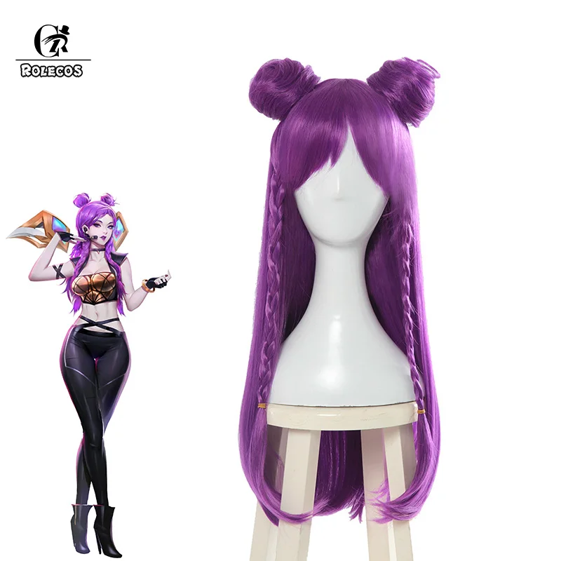 ROLECOS LOL K/DA косплей волос Kaisa Косплей головной убор Игра KDA 80 см длинные фиолетовые