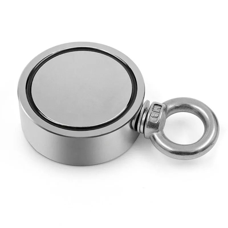 300KG Dia 60mm Strong Double Sided Pulling Force Magnet Round Neodymium for Fishing Searching Lifting Fixing Object Part Magnet
