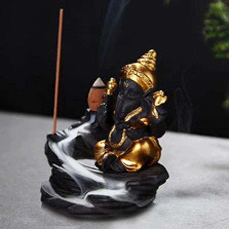 Держатели для палочек Ganesha обратная благовония горелка слон Бог эмблема