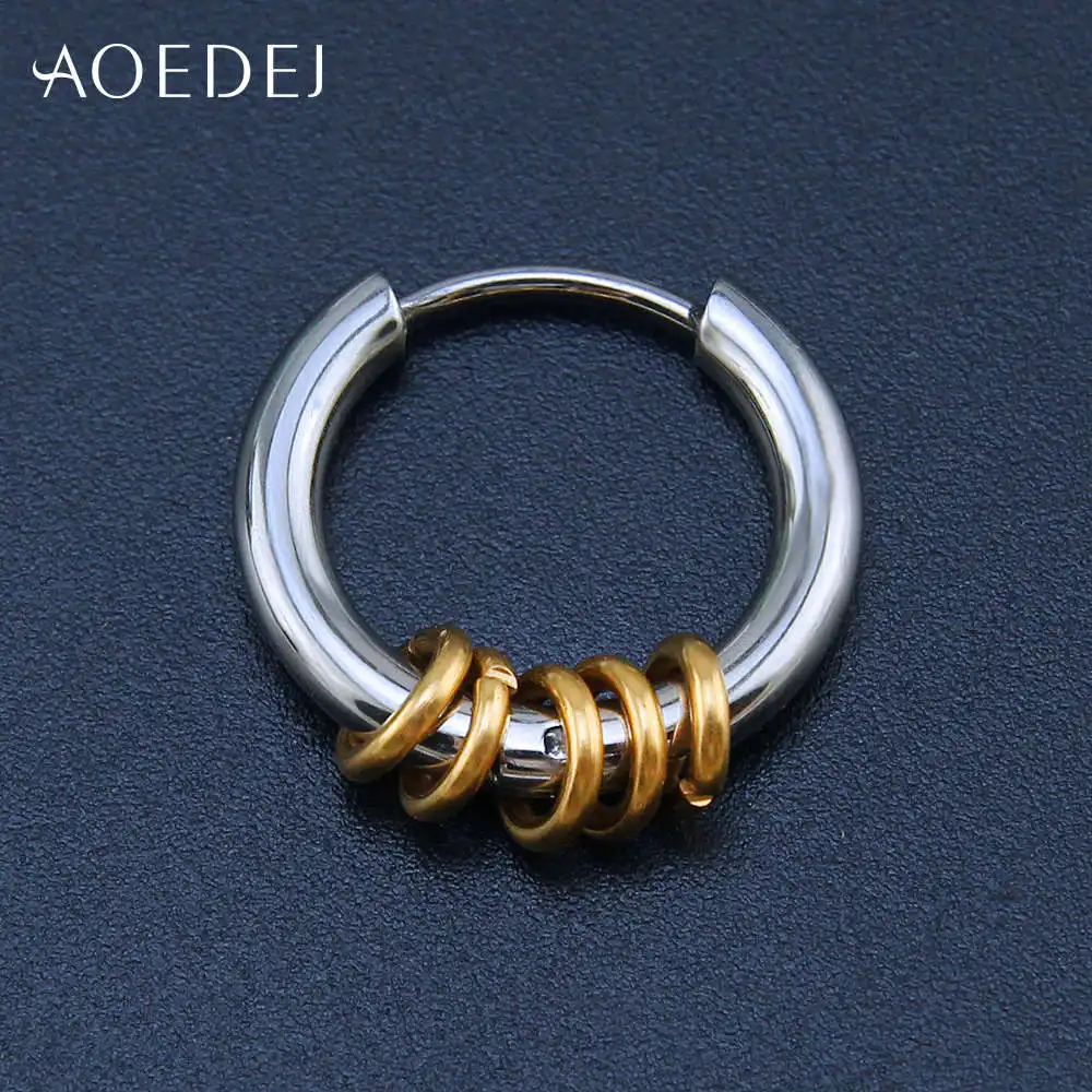 AOEDEJ серьги-кольца золотистого цвета из нержавеющей стали маленькие серьги-кольца для женщин и мужчин в стиле панк круглые серьги на клипсах Creole Femme