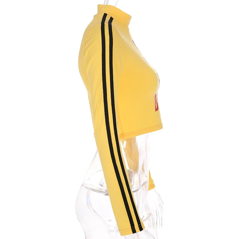 Осень и зима новый сексуальный Высокий воротник письмо печать лента короткий