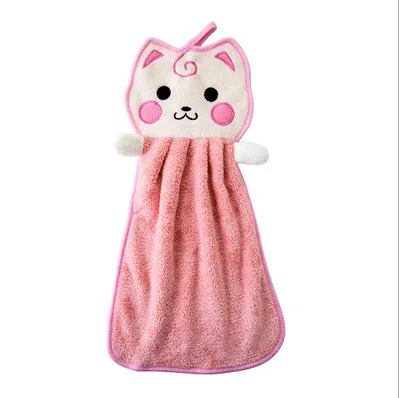 pink Милое мягкое Коралловое бархатное полотенце с животными из мультфильмов; кухонное полотенце для рук; Детские Банные полотенца; кухонное полотенце; чистящее полотенце; s - Цвет: pink