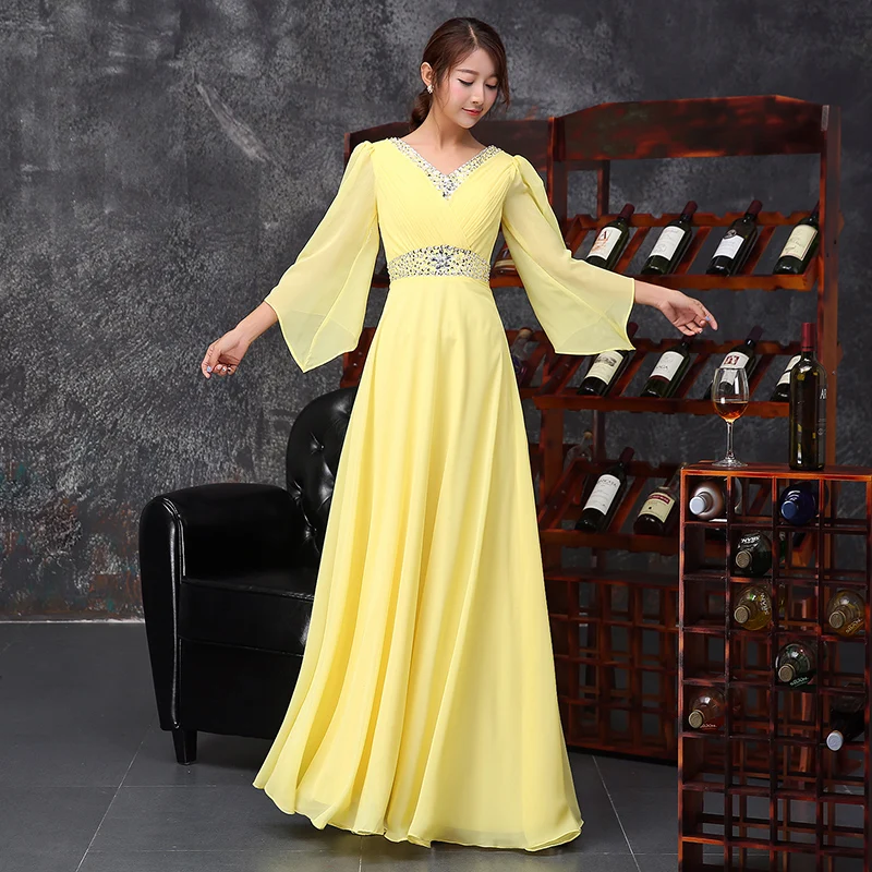 Вечерние платья с длинным рукавом Длинные женские платье Новинка 2017 года летнее