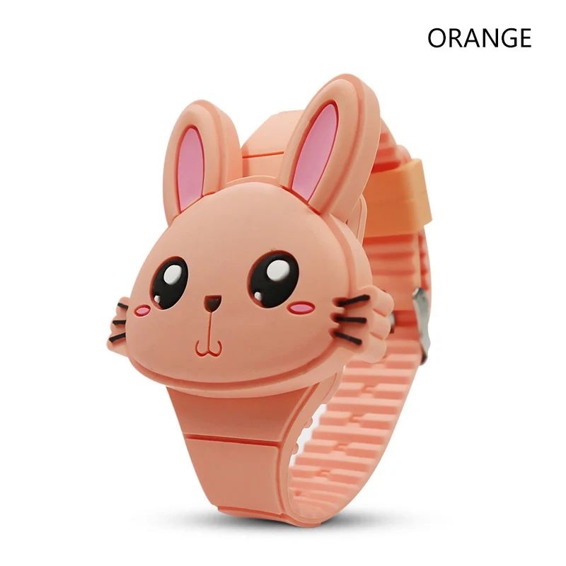 Orange Откидная крышка мультфильм цифровые часы для детей электронные детские часы резиновые для мальчиков девочек студенческие Детские часы Reloj Infantil Saati - Цвет: Orange