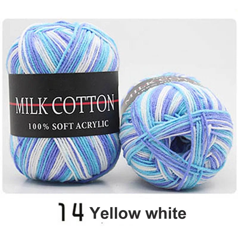 yellow white 18 цветов, свитер, шарф, шапка, двойная вязка крючком, ручная вязка, хлопок, шерсть, пряжа, молочная мягкая, для детей, ручная вязка, пряжа - Цвет: yellow white