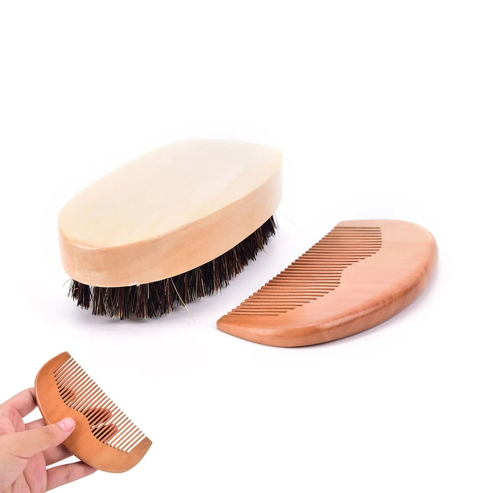 

1Pc Men's Beard Brush & Comb Kit Boar Bristles Mustache Shaving Brush Bamboo Beard Comb Male face Hair Brush Set