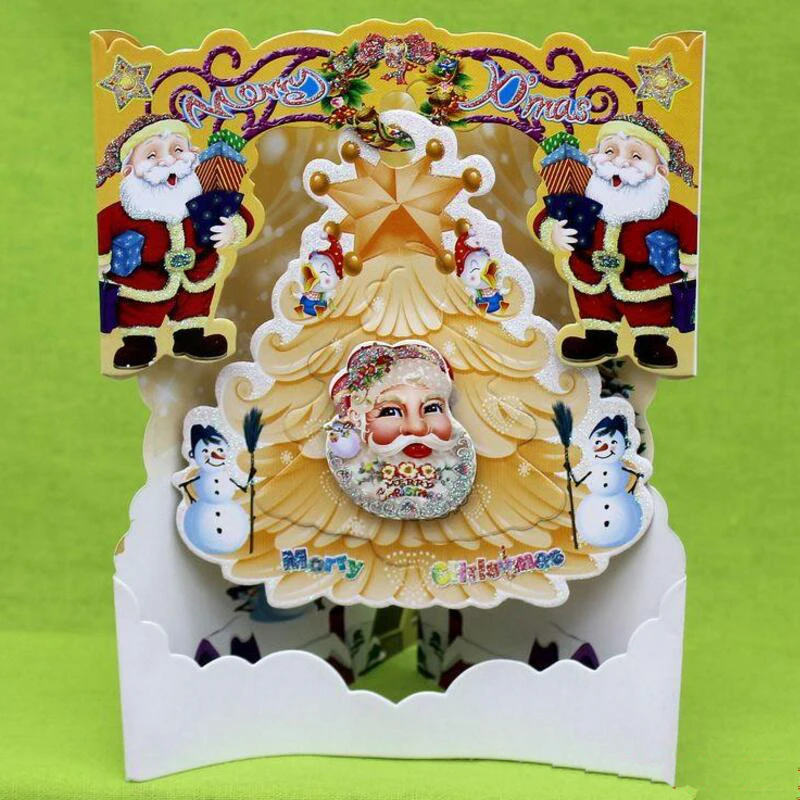 5pcs/lot 3D Pop Up Paper Christmas Card Handicrafts Creative Handmade Blessing Cards Postcards Greeting Thank You | Дом и сад