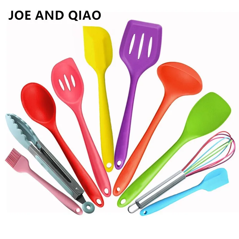 Бесплатная доставка разноцветные силиконовые кухонные tools10-piece антипригарная