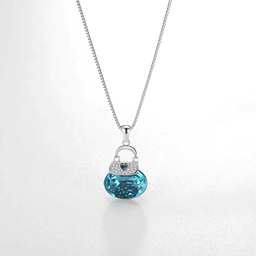 Женское ожерелье с подвеской Lekani украшенное кристаллами Swarovski из стерлингового
