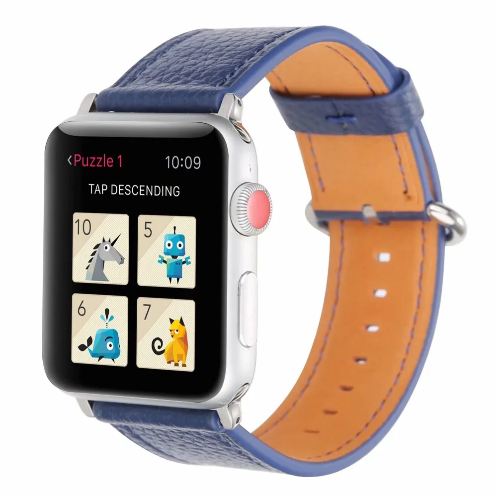 44 мм классический кожаный ремешок для apple watch серии 4, версия 1, 2, 3, ремешок поводок собаки сменный Браслет для apple watch 44/42/40/38 мм