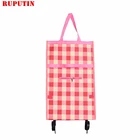 RUPUTIN Складные портативные сумки для покупок, вместительный органайзер для еды, сумка на колесиках, сумка для покупок, сумка для тележки с овощами