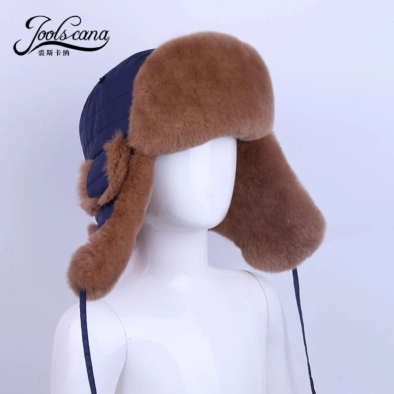 JOOLSCANA детская шапка, зимние шапки для детей, шапка для детей, меховая шапка, теплая Русская Шапка, шапка-ушанка, шапки из натурального кроличьего меха, водонепроницаемая ткань - Цвет: colour1