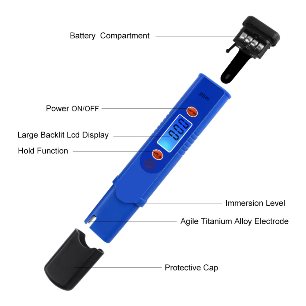Цифровой ЖК дисплей Yieryi TDS Meter Pen Стандартный диапазон тестирования качества воды: