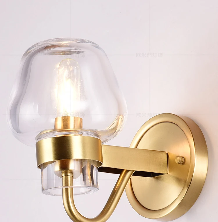 Postmodern light luxury copper living room bedroom bedside wall lamp American minimalist background aisle gallery corridor | Освещение