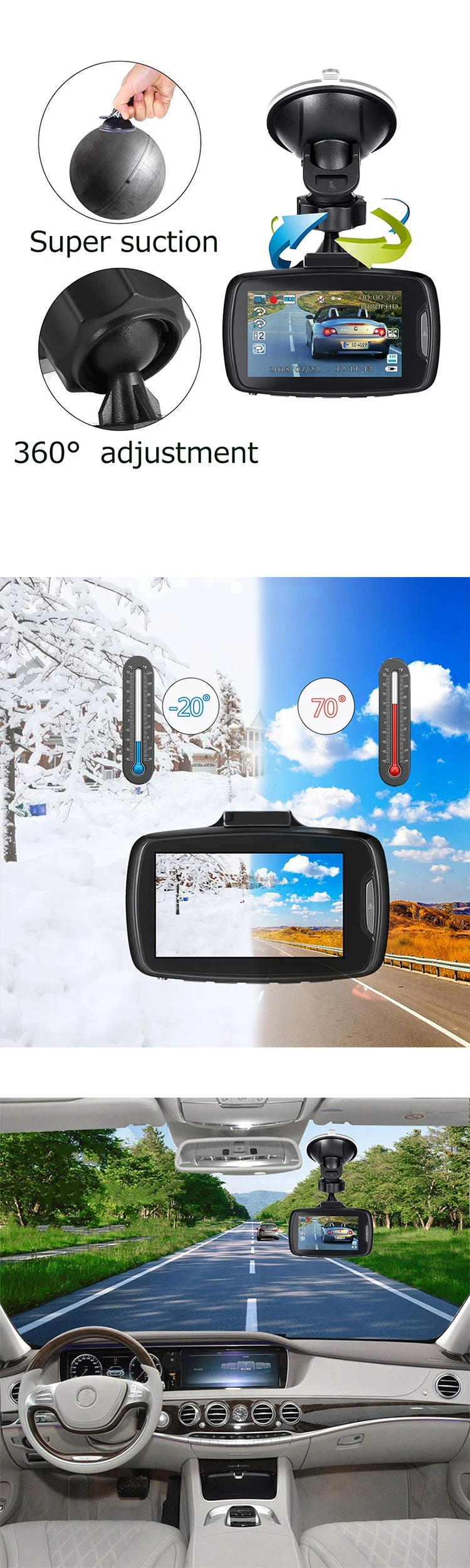 Ainina Автомобильный видеорегистратор Full HD 1080p Novatek 96650 dash cam супер ночное видение автомобильный видеорегистратор камера 2,7 дюймов, H.264, поддержка 128 ГБ